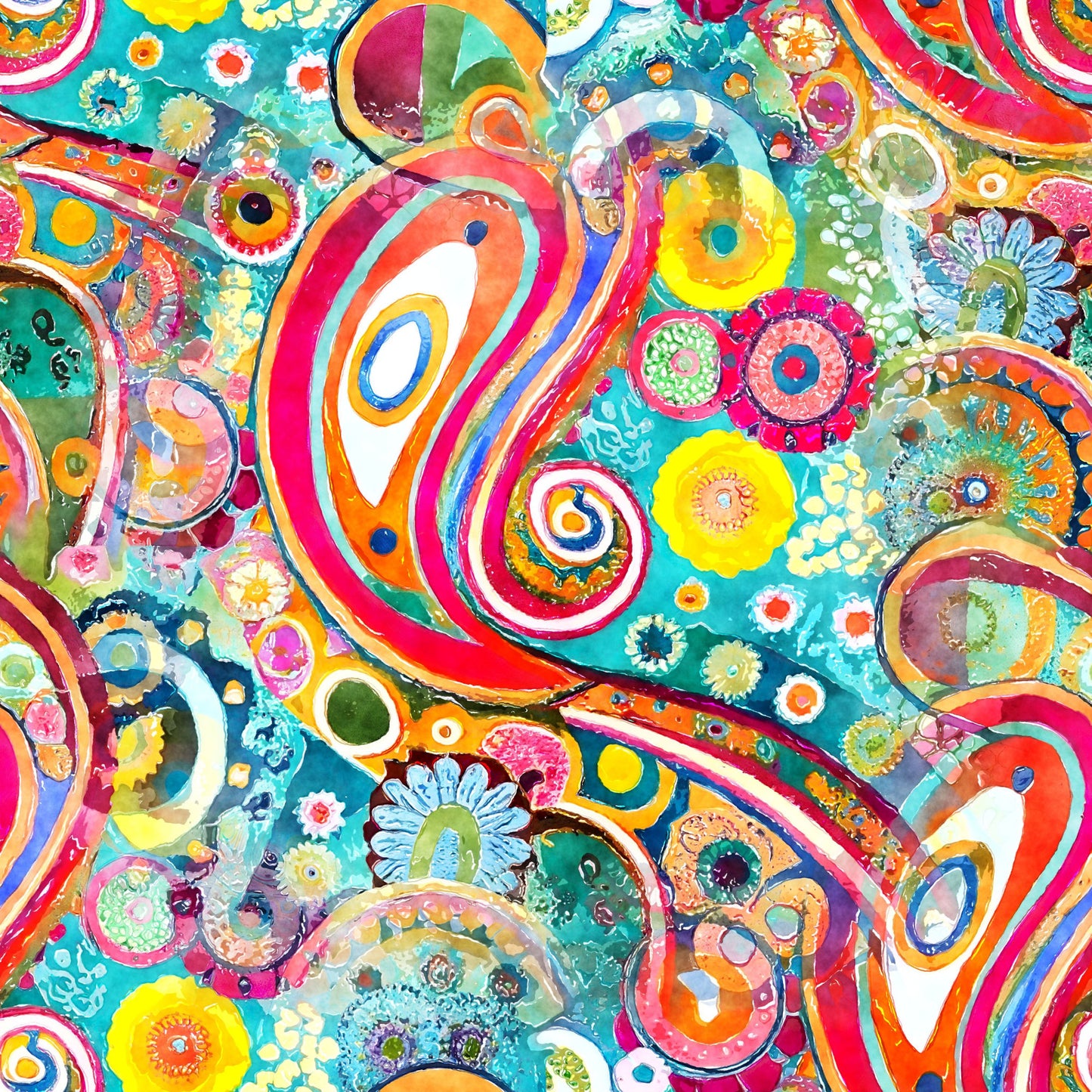 Watercolor Boho Patterns Pattern 1 Quilting Cotton Fabric