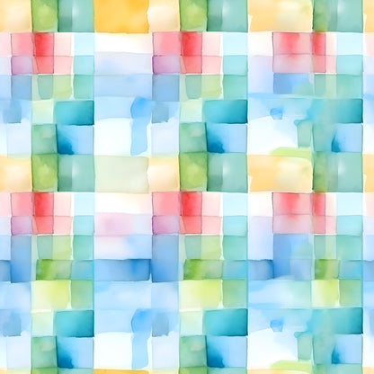 Watercolor Checkered Gingham Pattern 1 Quilting Cotton Fabric