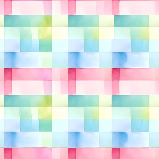 Watercolor Checkered Gingham Pattern 3 Quilting Cotton Fabric