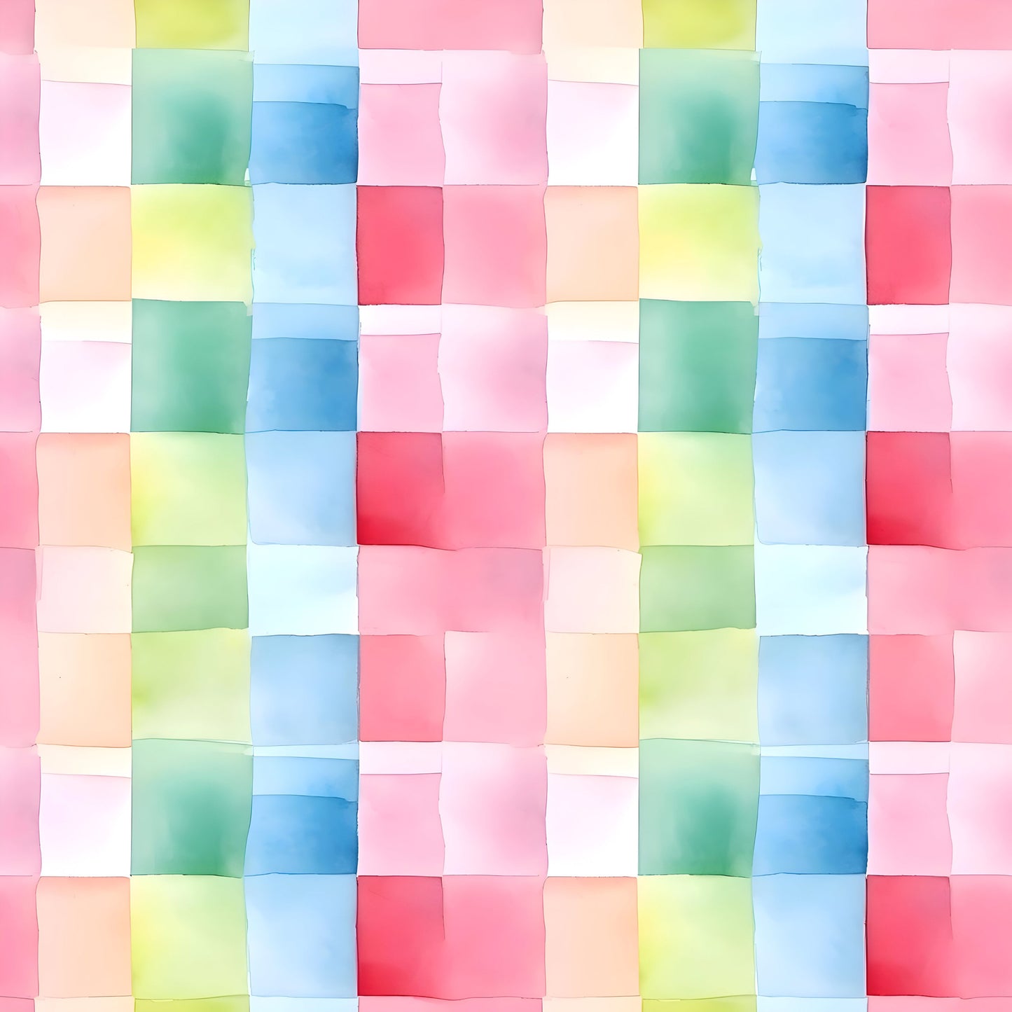 Watercolor Checkered Gingham Pattern 8 Quilting Cotton Fabric