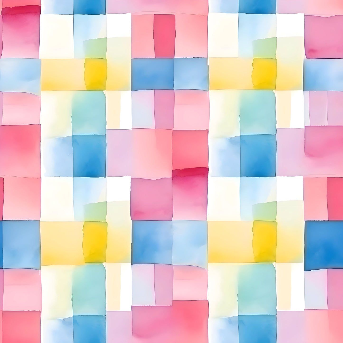 Watercolor Checkered Gingham Pattern 9 Quilting Cotton Fabric