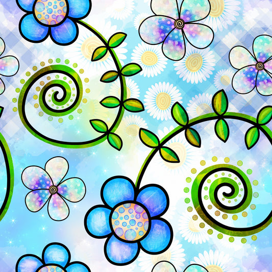 Watercolor Floral Collage Pattern 3 Quilting Cotton Fabric