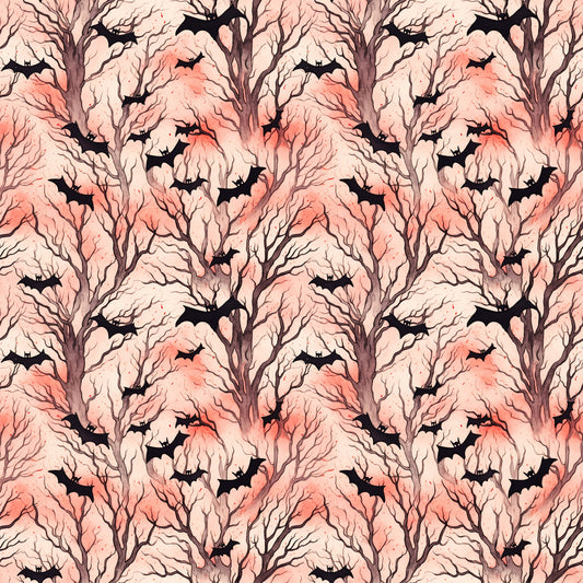 Watercolor Halloween Bats Pattern 1 Quilting Cotton Fabric
