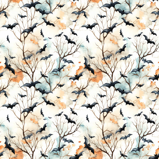 Watercolor Halloween Bats Pattern 10 Quilting Cotton Fabric