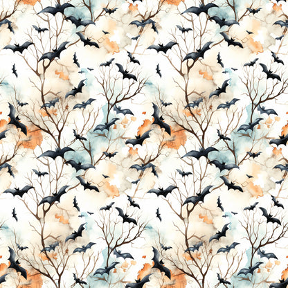 Watercolor Halloween Bats Pattern 10 Quilting Cotton Fabric