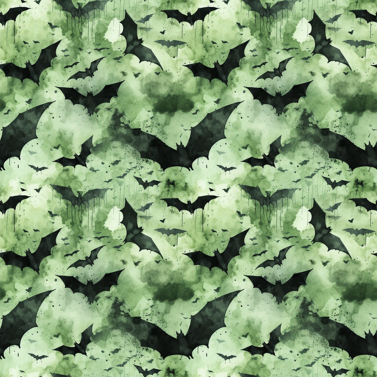 Watercolor Halloween Bats Pattern 11 Quilting Cotton Fabric