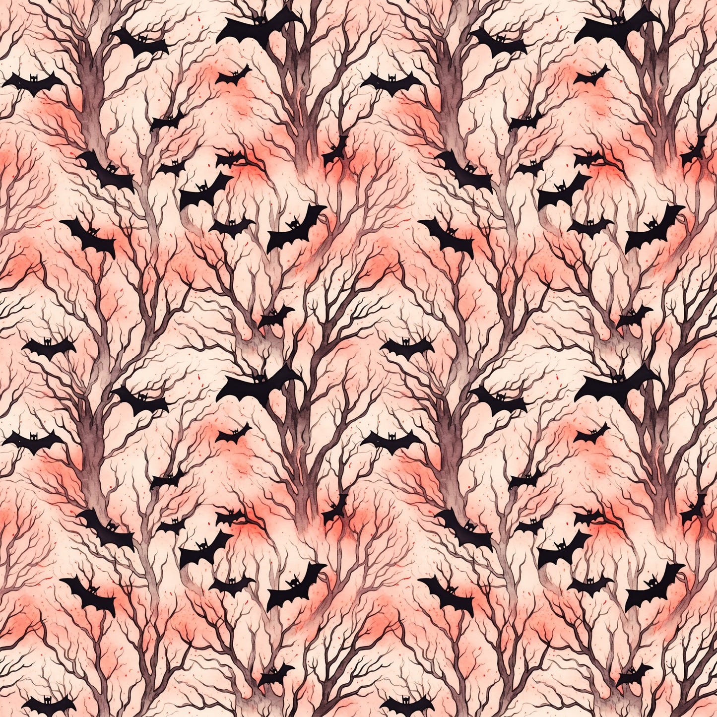Watercolor Halloween Bats Pattern 1 Quilting Cotton Fabric