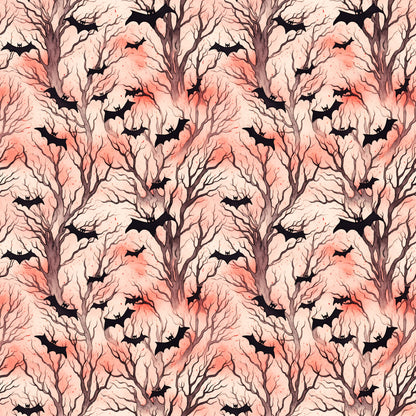 Watercolor Halloween Bats Pattern 1 Quilting Cotton Fabric