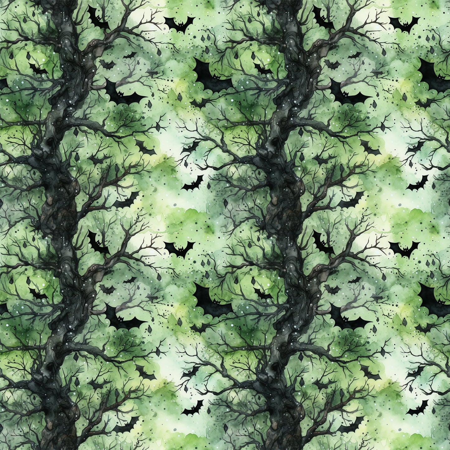 Watercolor Halloween Bats Pattern 2 Quilting Cotton Fabric