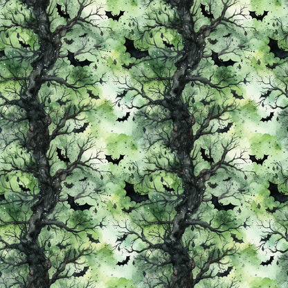 Watercolor Halloween Bats Pattern 2 Quilting Cotton Fabric