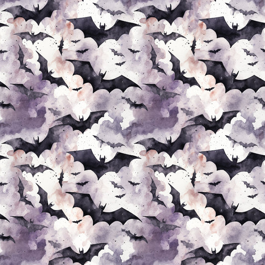 Watercolor Halloween Bats Pattern 3 Quilting Cotton Fabric