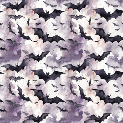 Watercolor Halloween Bats Pattern 3 Quilting Cotton Fabric