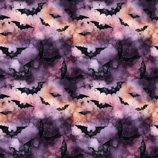 Watercolor Halloween Bats Pattern 4 Quilting Cotton Fabric