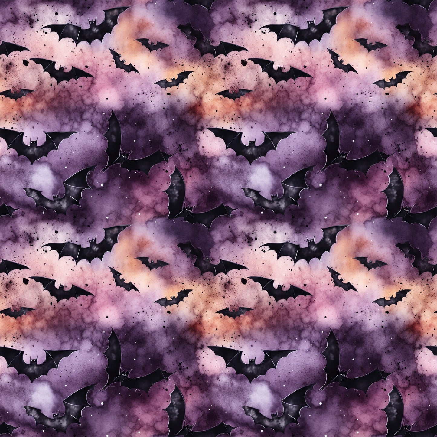 Watercolor Halloween Bats Pattern 4 Quilting Cotton Fabric