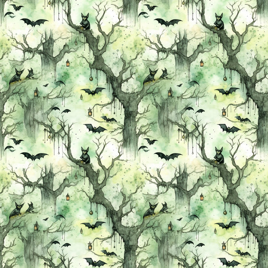 Watercolor Halloween Bats Pattern 5 Quilting Cotton Fabric