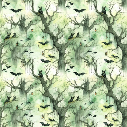 Watercolor Halloween Bats Pattern 5 Quilting Cotton Fabric