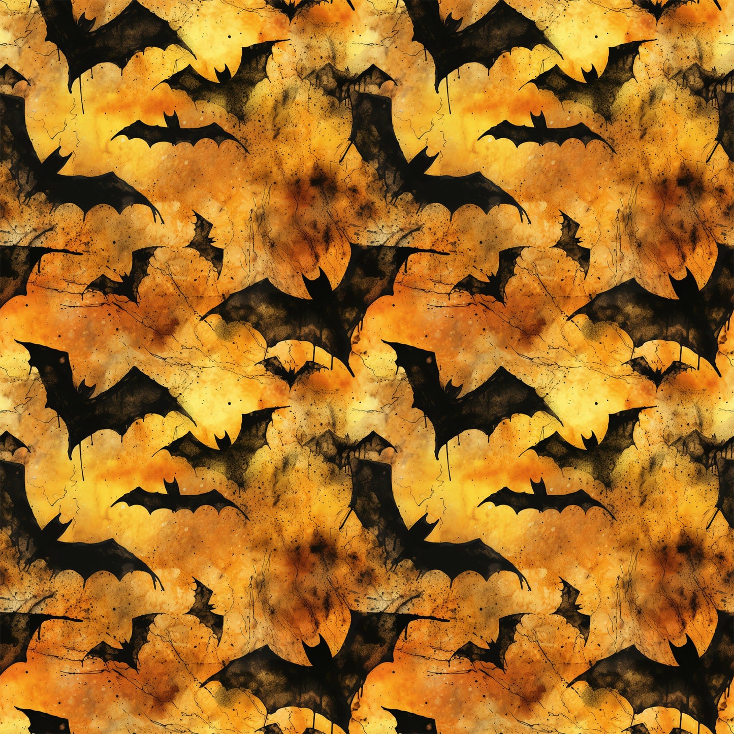 Watercolor Halloween Bats Pattern 7 Quilting Cotton Fabric