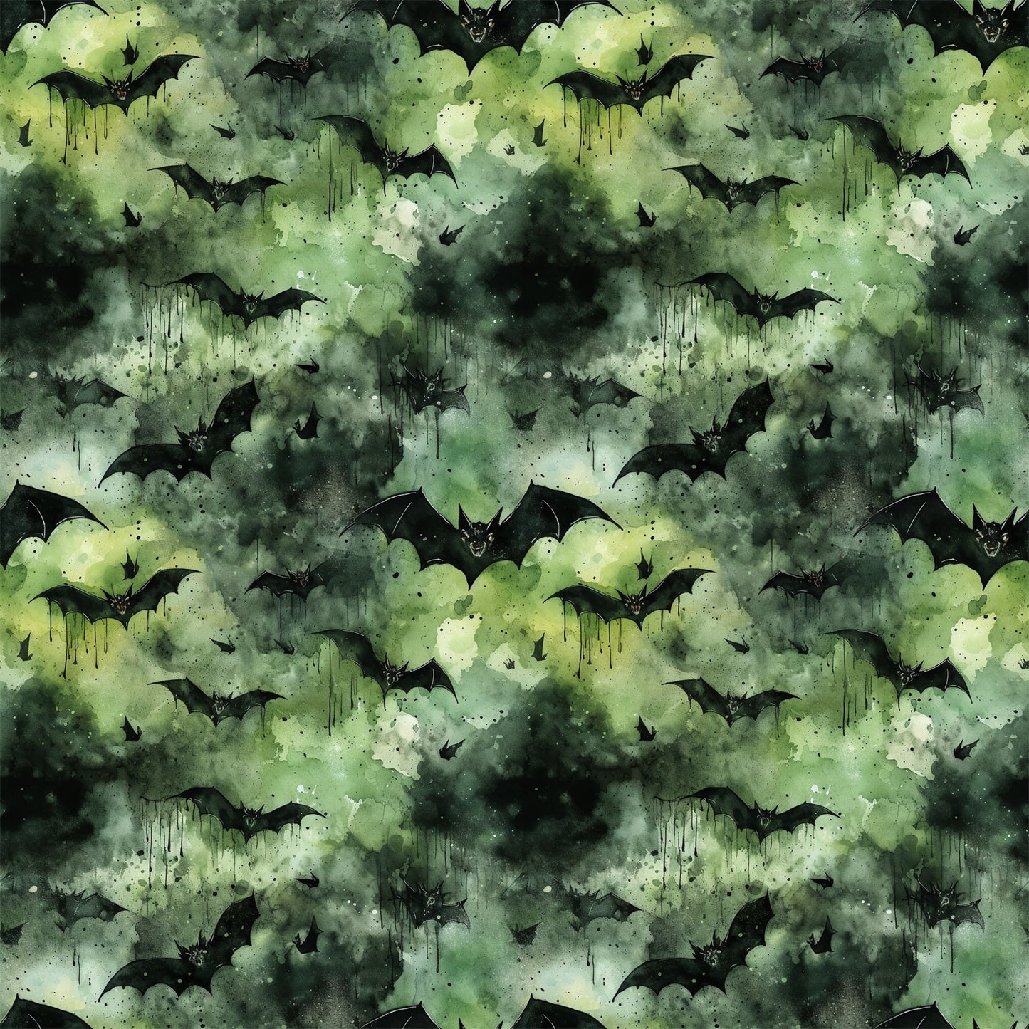 Watercolor Halloween Bats Pattern 8 Quilting Cotton Fabric