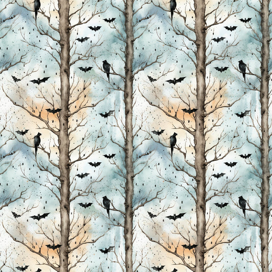 Watercolor Halloween Bats Pattern 9 Quilting Cotton Fabric