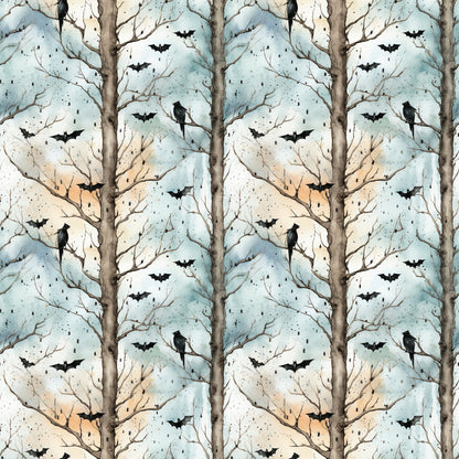 Watercolor Halloween Bats Pattern 9 Quilting Cotton Fabric