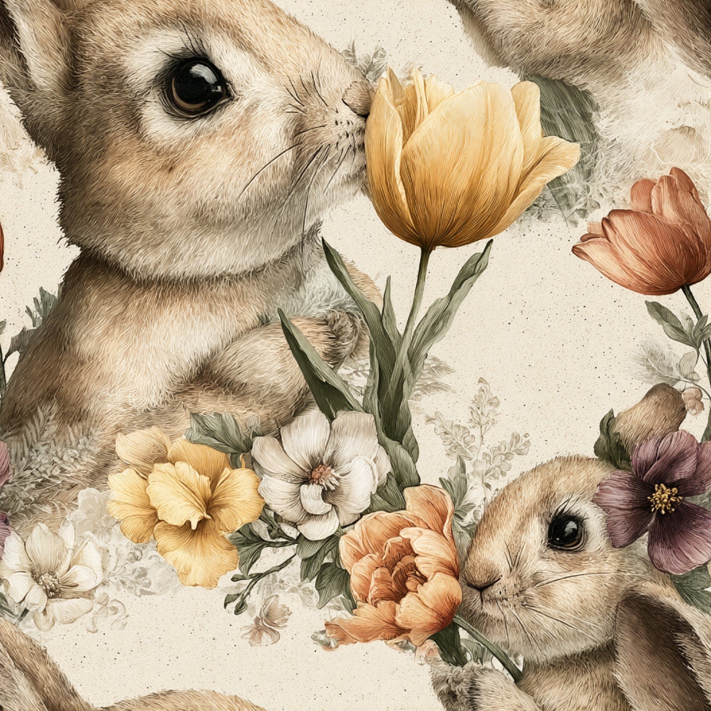 Watercolor Happy Easter Pattern 19 Quilting Cotton Fabric