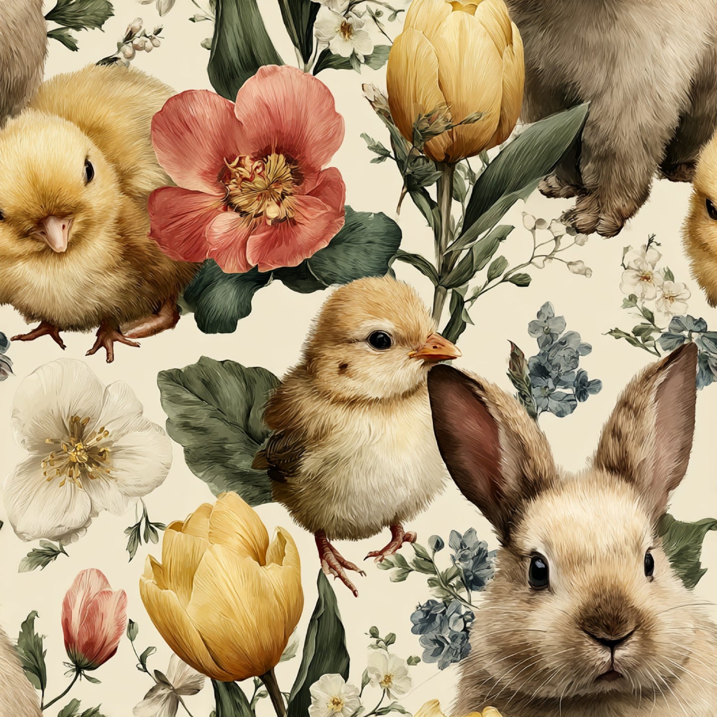 Watercolor Happy Easter Pattern 3 Quilting Cotton Fabric