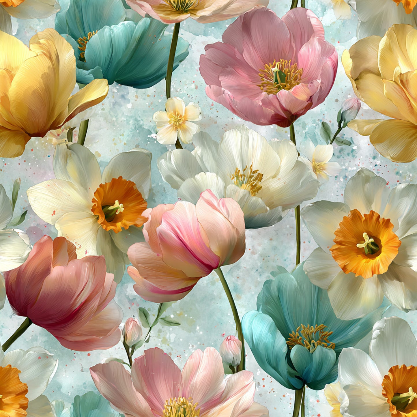 Watercolor Happy Easter Pattern 46 Quilting Cotton Fabric