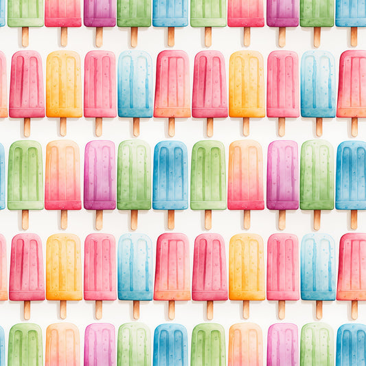 Watercolor Summer Popsicle Pattern 10 Quilting Cotton Fabric