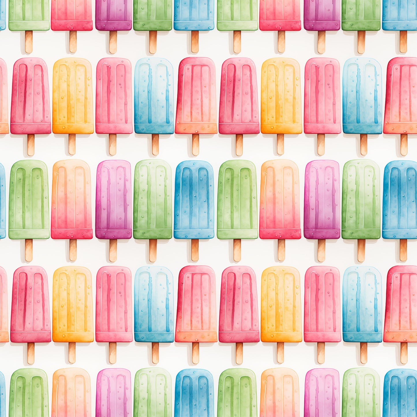 Watercolor Summer Popsicle Pattern 10 Quilting Cotton Fabric