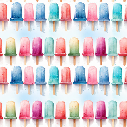 Watercolor Summer Popsicle Pattern 12 Quilting Cotton Fabric