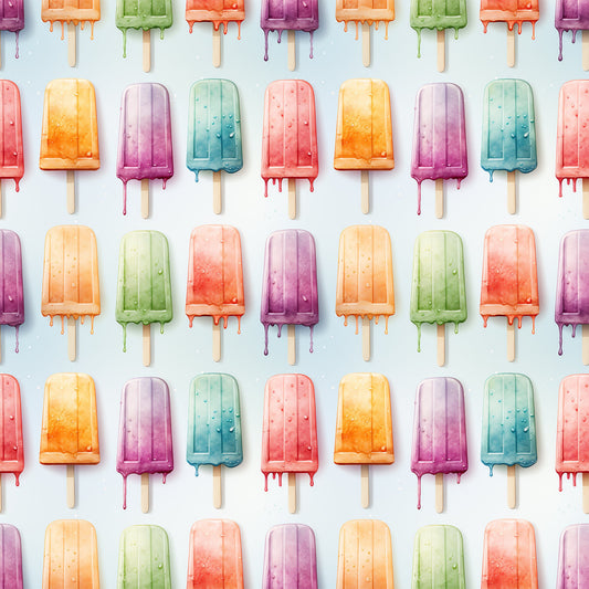 Watercolor Summer Popsicle Pattern 2 Quilting Cotton Fabric