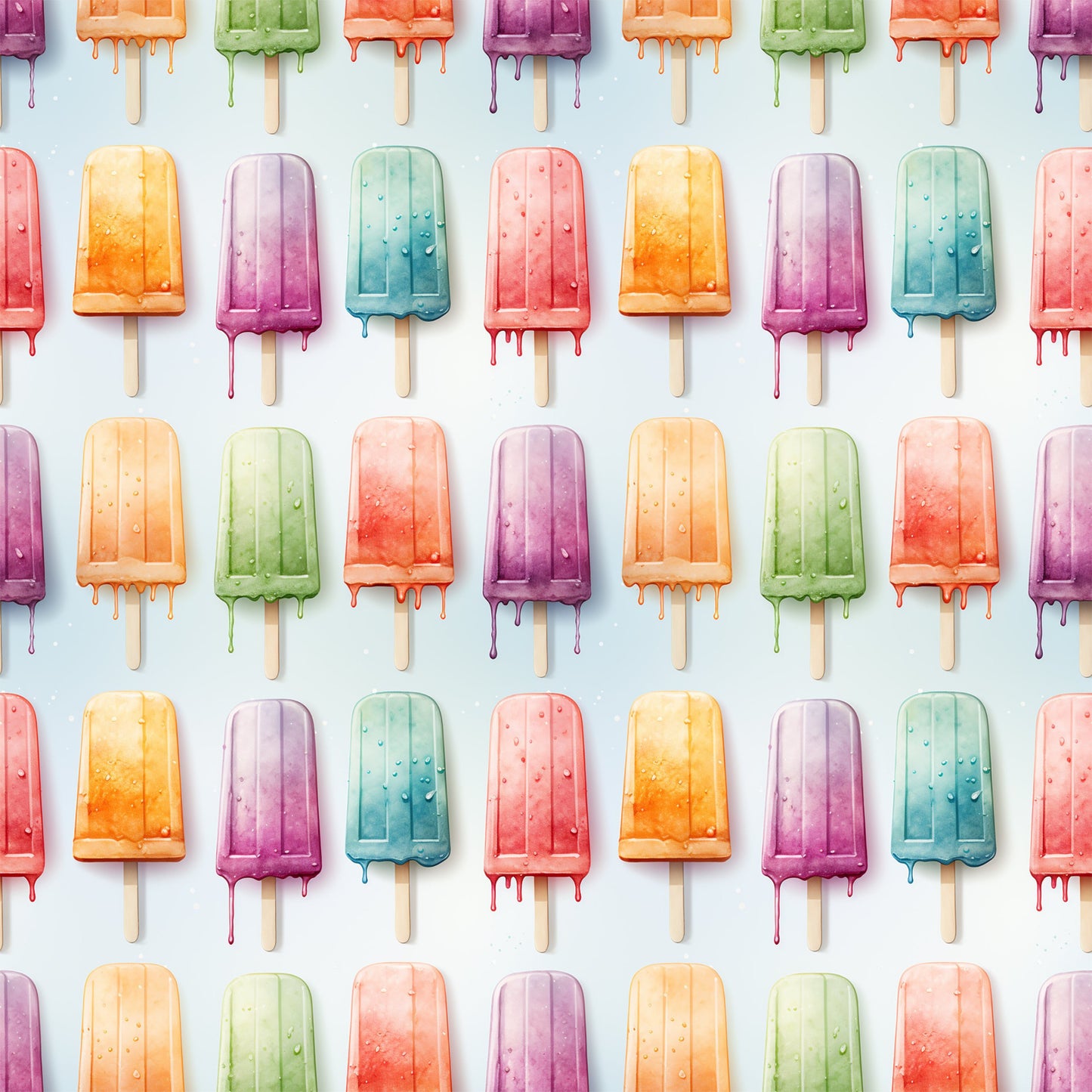 Watercolor Summer Popsicle Pattern 2 Quilting Cotton Fabric