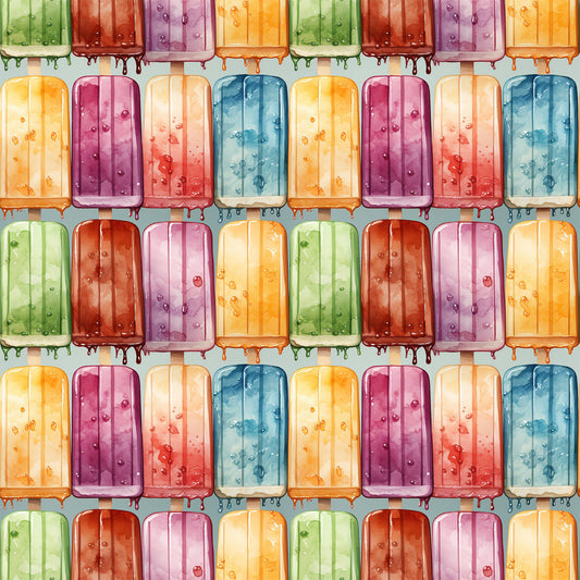 Watercolor Summer Popsicle Pattern 3 Quilting Cotton Fabric