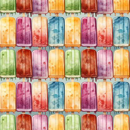Watercolor Summer Popsicle Pattern 3 Quilting Cotton Fabric