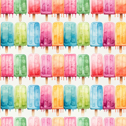 Watercolor Summer Popsicle Pattern 4 Quilting Cotton Fabric