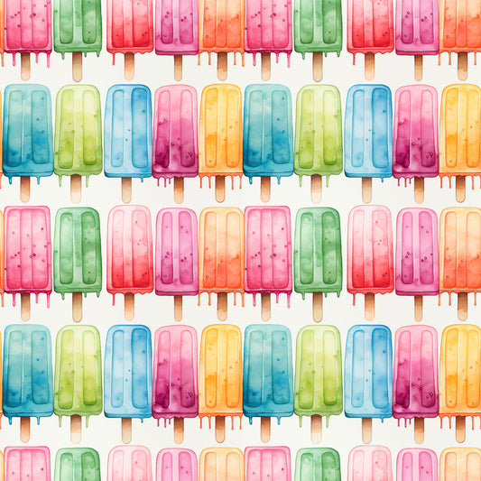 Watercolor Summer Popsicle Pattern 4 Quilting Cotton Fabric