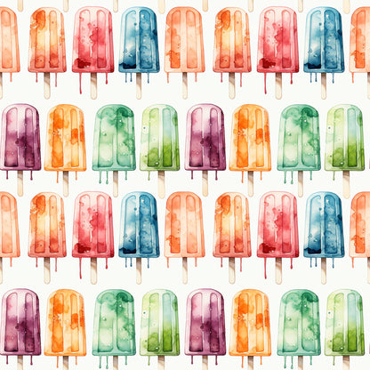Watercolor Summer Popsicle Pattern 5 Quilting Cotton Fabric