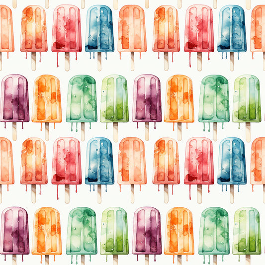 Watercolor Summer Popsicle Pattern 5 Quilting Cotton Fabric