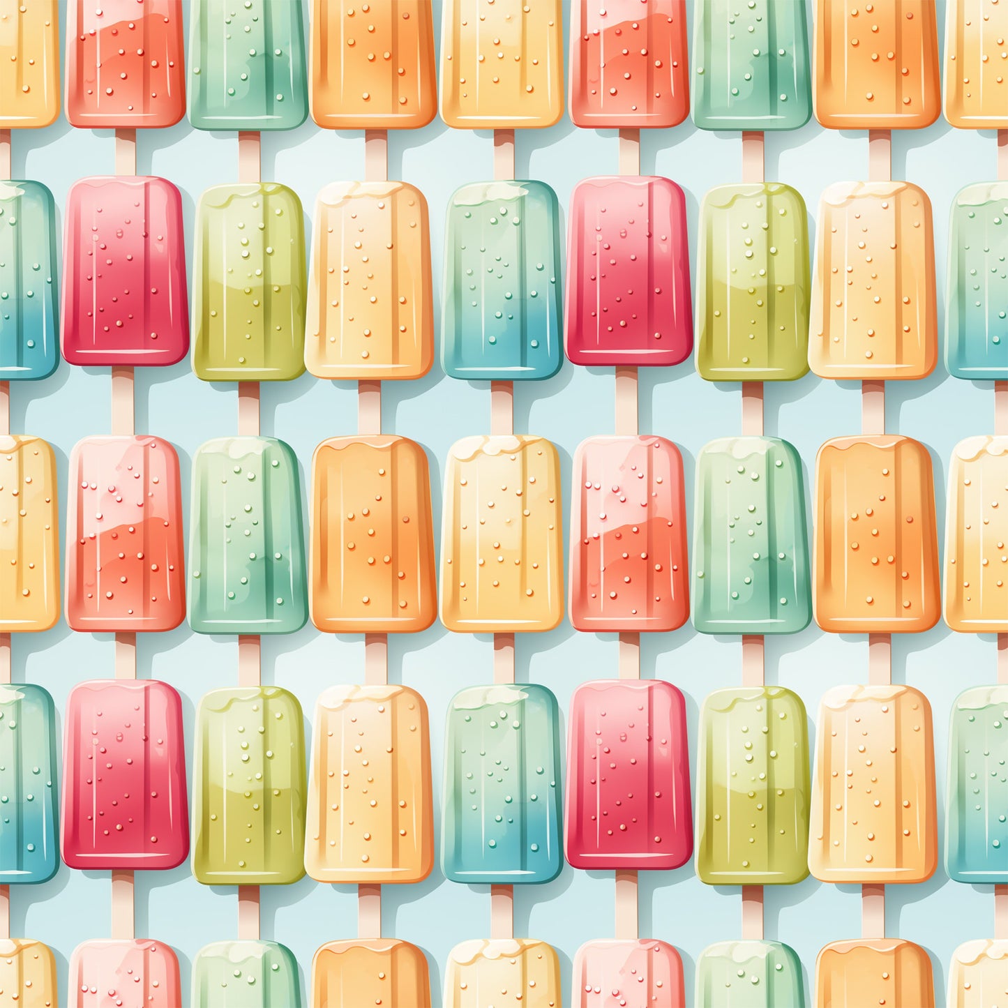 Watercolor Summer Popsicle Pattern 6 Quilting Cotton Fabric