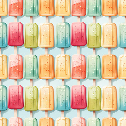 Watercolor Summer Popsicle Pattern 6 Quilting Cotton Fabric