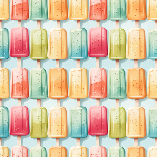 Watercolor Summer Popsicle Pattern 6 Quilting Cotton Fabric