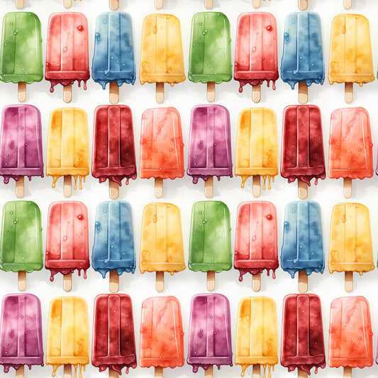 Watercolor Summer Popsicle Pattern 7 Quilting Cotton Fabric