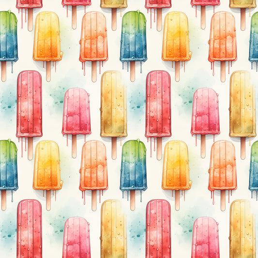 Watercolor Summer Popsicle Pattern 8 Quilting Cotton Fabric