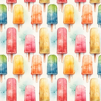 Watercolor Summer Popsicle Pattern 8 Quilting Cotton Fabric