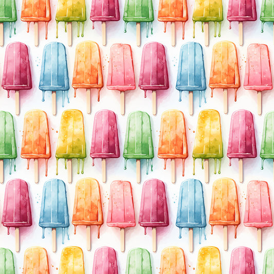 Watercolor Summer Popsicle Pattern 9 Quilting Cotton Fabric