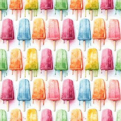 Watercolor Summer Popsicle Pattern 9 Quilting Cotton Fabric