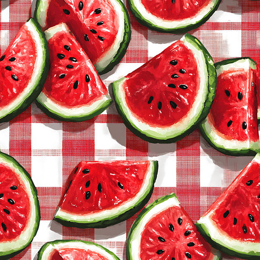 Watermelon Gingham Picnic Pattern 1 Quilting Cotton Fabric