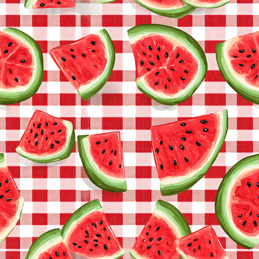 Watermelon Gingham Picnic Pattern 10 Quilting Cotton Fabric