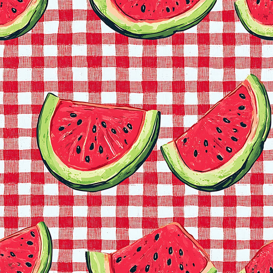 Watermelon Gingham Picnic Pattern 11 Quilting Cotton Fabric