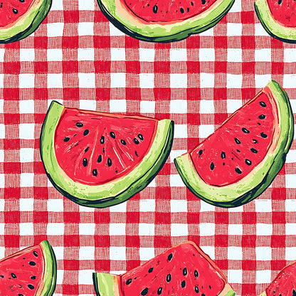 Watermelon Gingham Picnic Pattern 11 Quilting Cotton Fabric